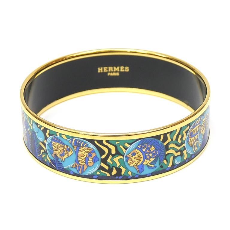 HERMES（エルメス） エマイユGM 七宝焼き バングル ブルー系 【中古