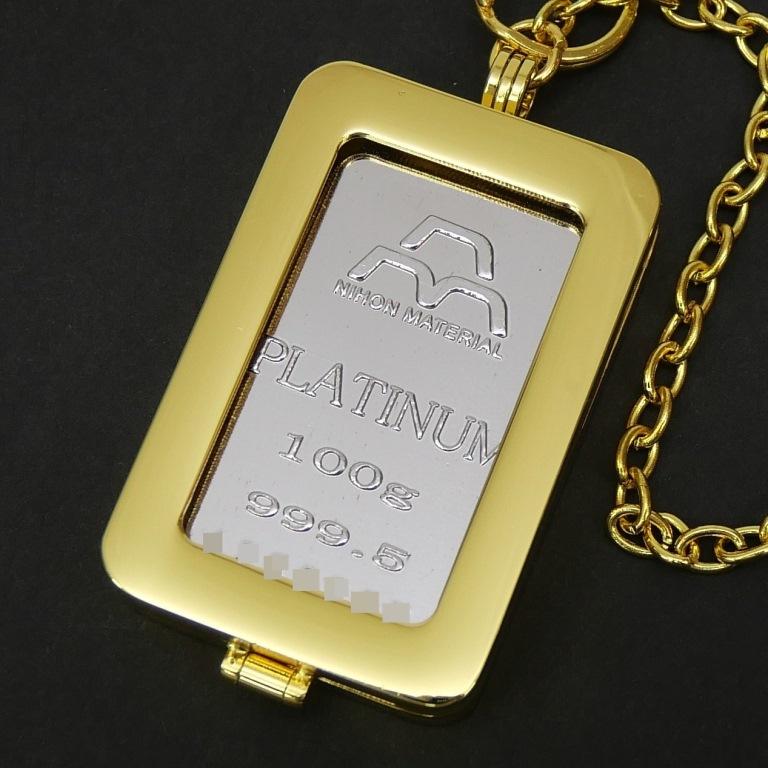 新品】日本マテリアル 純プラチナインゴット100g 選べるキーチェーン