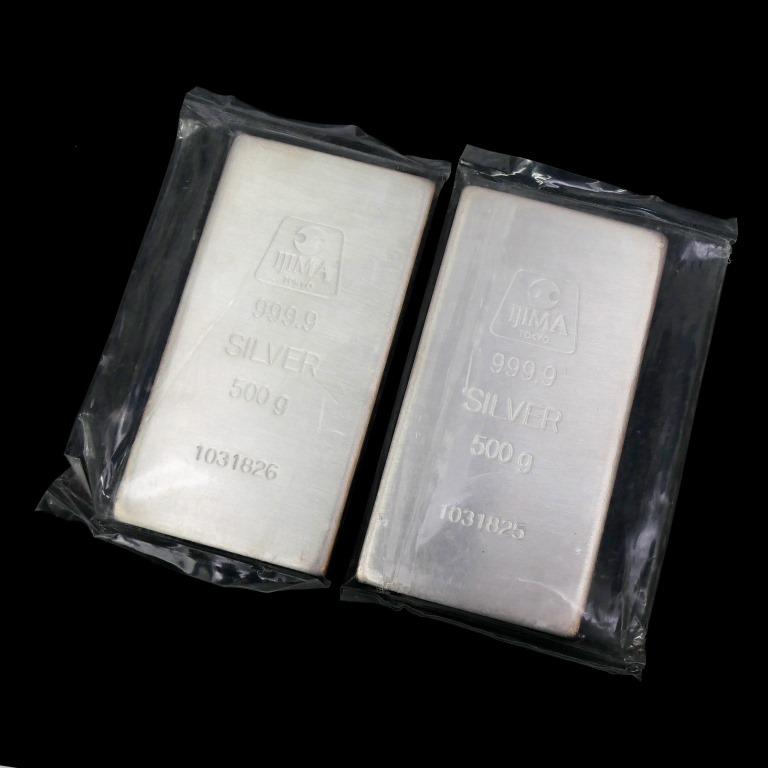 井嶋金銀工業 純銀 インゴット ingot 500g×2本セット 変色有 1000g(1kg