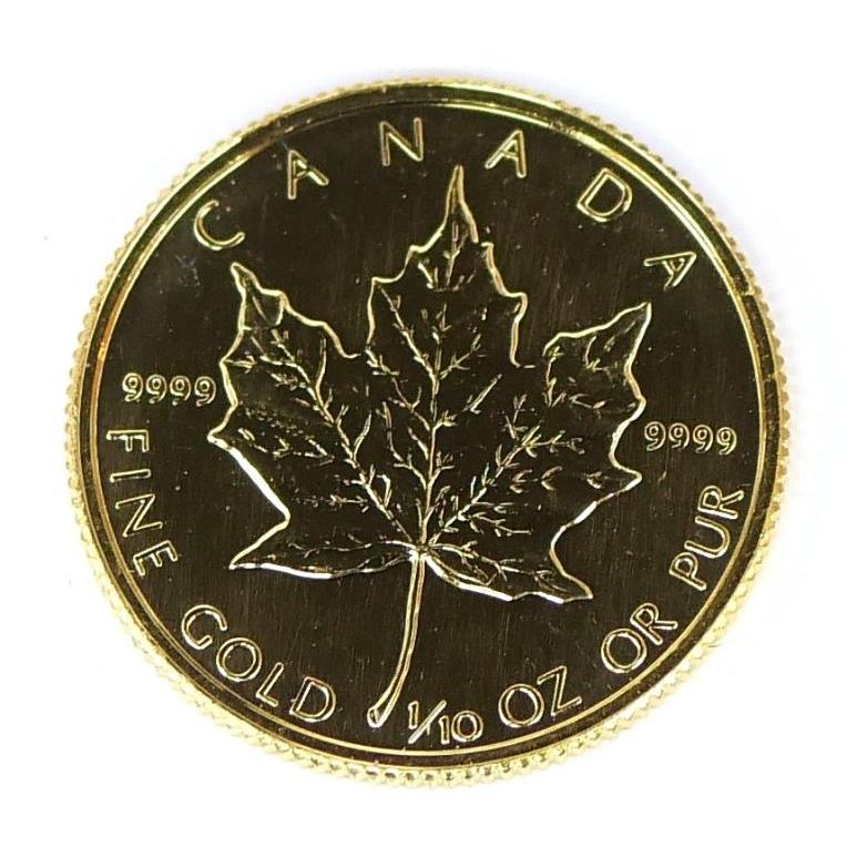 メイプルリーフ金貨 1/10oz 1989年 ケース入り メープルリーフ金貨 1