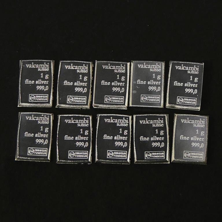 スイス ヴァルカンビ 純銀インゴット 1g×10個セット シルバーバー