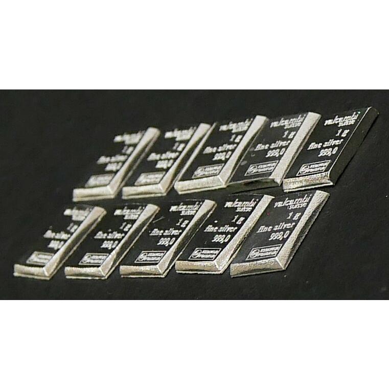 スイス ヴァルカンビ 純銀インゴット 1g×10個セット シルバーバー