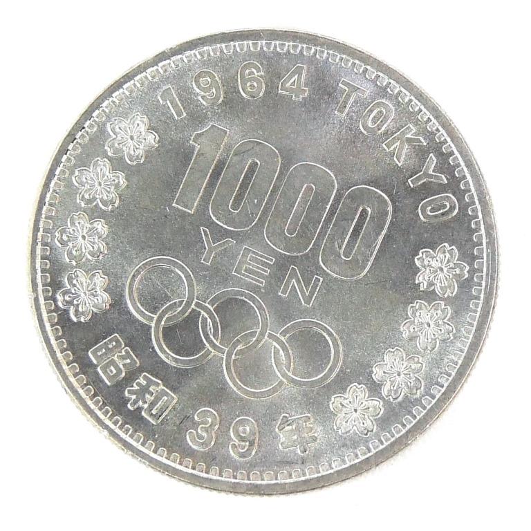 昭和39年 東京オリンピック 1000円銀貨 TOKYO 並品 記念貨幣 記念硬貨