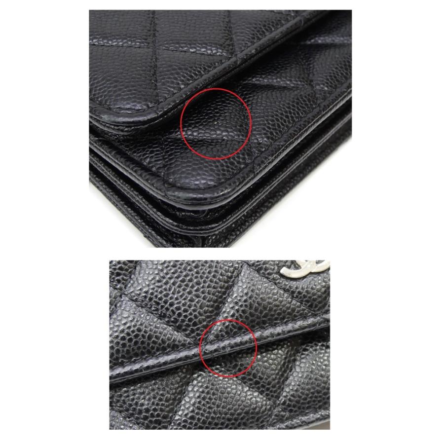 シャネル CHANEL チェーンウォレット ショルダーバッグ マトラッセ A1649 黒 キャビアスキン 【中古】(70122)_10