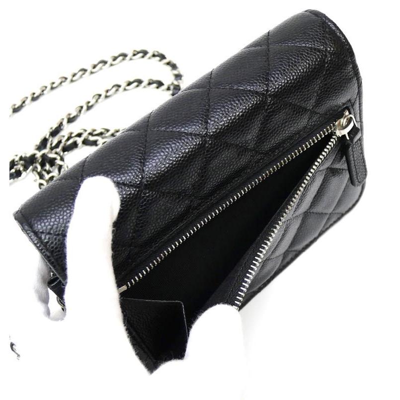 シャネル CHANEL チェーンウォレット ショルダーバッグ マトラッセ A1649 黒 キャビアスキン 【中古】(70122)_6