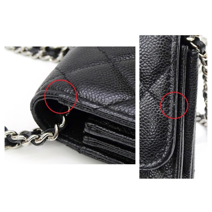 シャネル CHANEL チェーンウォレット ショルダーバッグ マトラッセ A1649 黒 キャビアスキン 【中古】(70122)_8