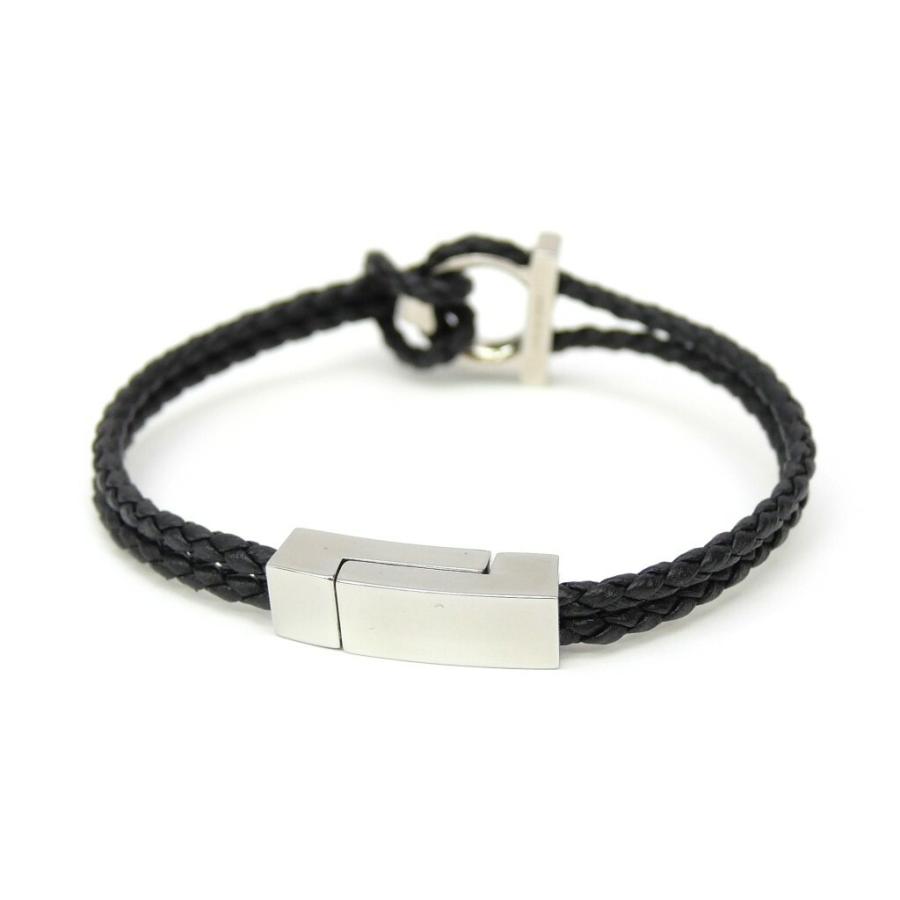 FERRAGAMO（フェラガモ） ガンチーニ 編み込みブレスレット 712422 黒