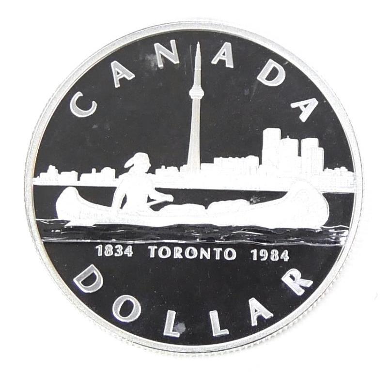 1984年　加 トロント150周年記念　1ドルプルーフ銀貨 Yahoo!オークション - 「1984年銀貨」の落札相場・落札価格