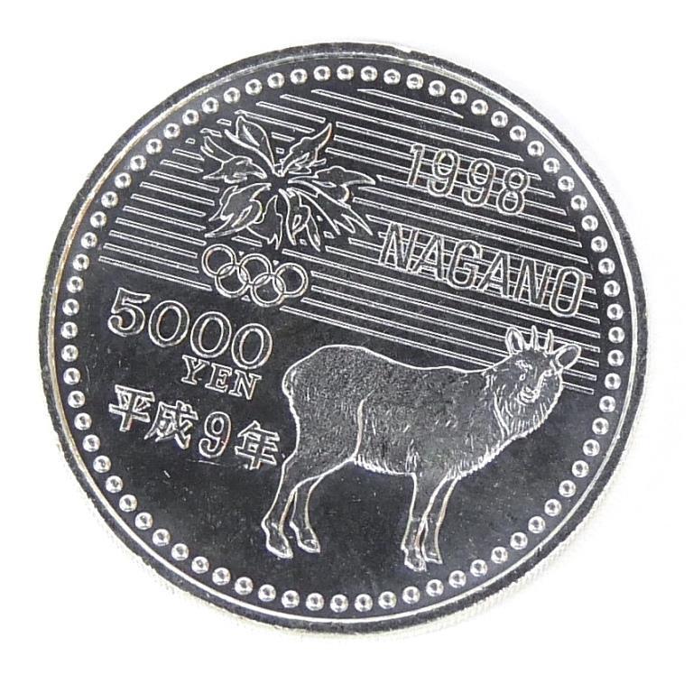 H9 長野オリンピック 記念硬貨 5千円銀貨 アイスホッケー 記念貨幣
