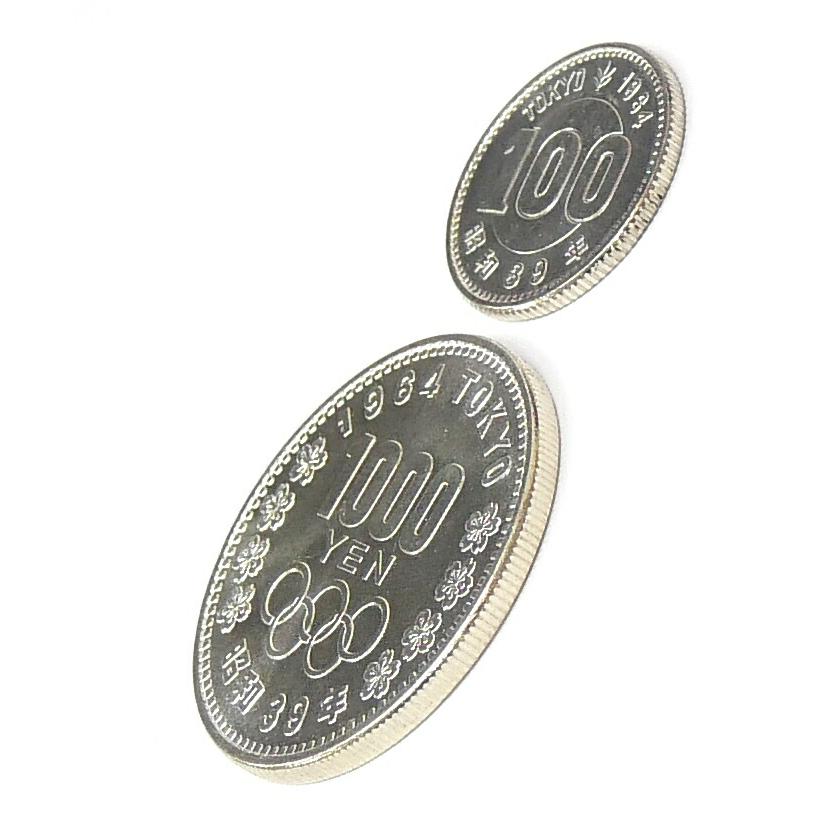 昭和39年 東京オリンピック 1000円銀貨&100円銀貨セット TOKYO 並品 