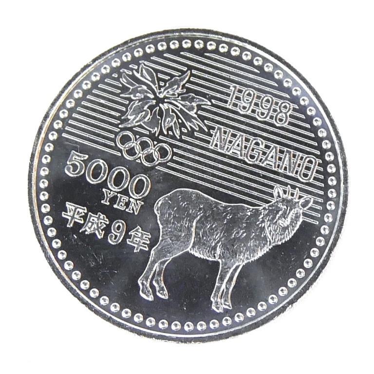 H9 長野オリンピック 記念硬貨 5千円銀貨 アイスホッケー 記念貨幣
