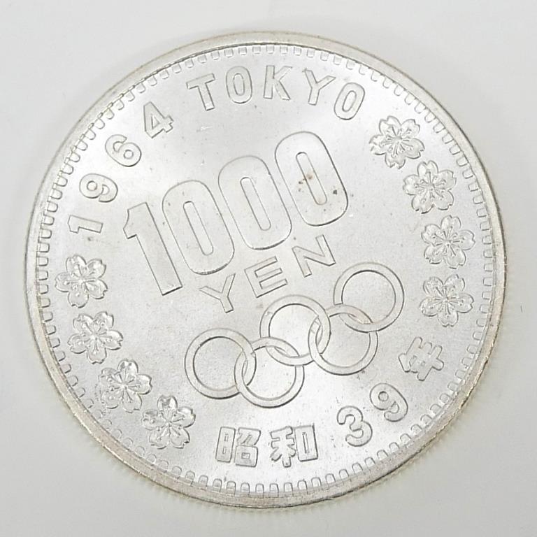 昭和39年 東京オリンピック 1000円銀貨 TOKYO 並品 記念貨幣 記念硬貨