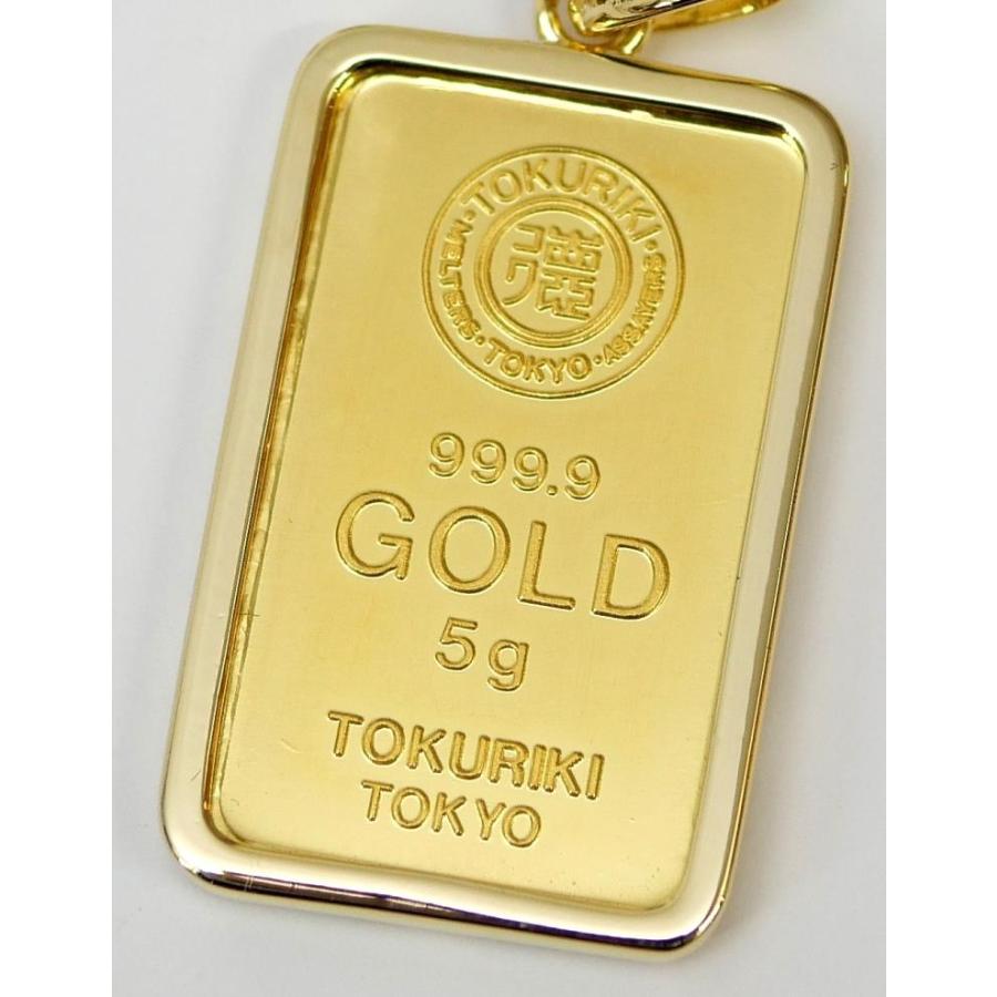 徳力本店 純金インゴット 5g ペンダントトップ チャーム 金メッキ枠
