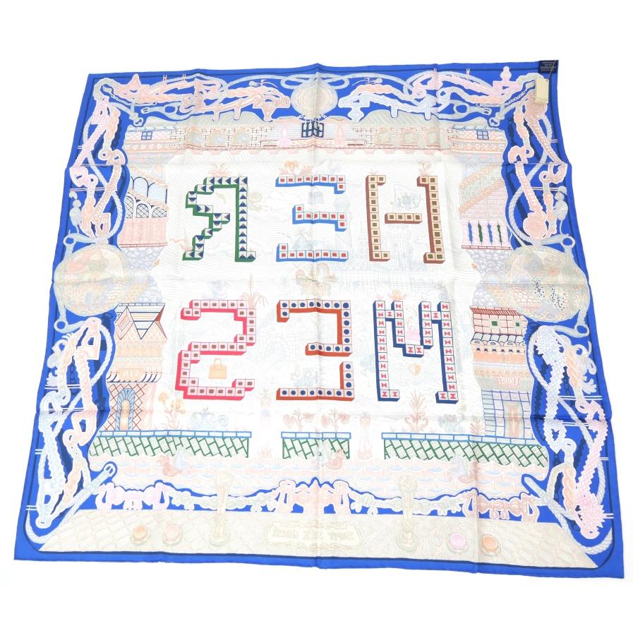 HERMES（エルメス） スカーフ カレ90 スーパー シルク クエスト ブルー