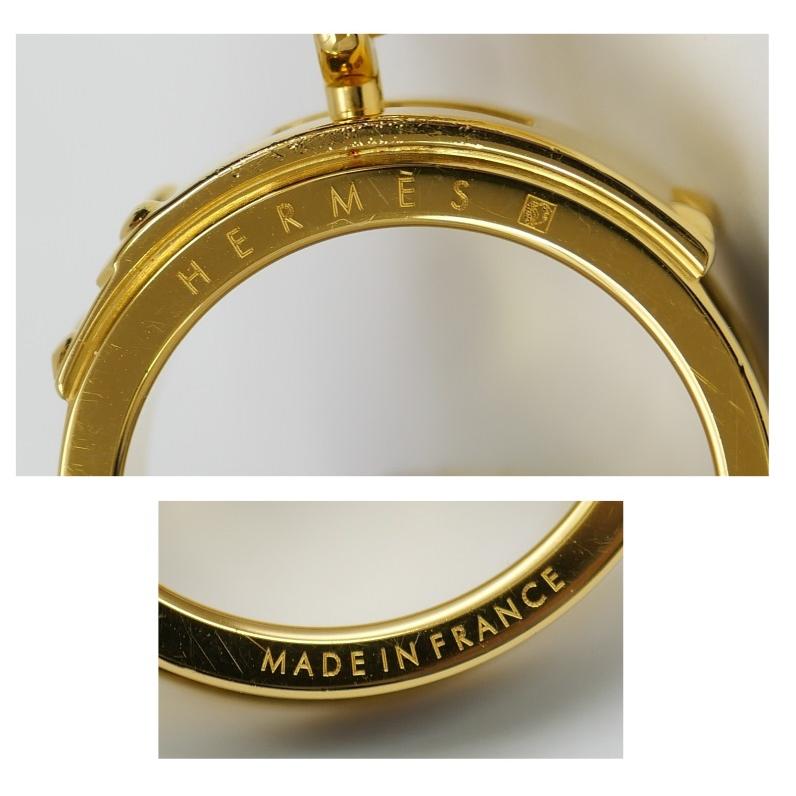 ☆エルメス HERMES スカーフリング カデナ ゴールドカラー 現状品☆ HERMES（エルメス） スカーフリング ケリー カデナ 黒×ゴールド 【中古