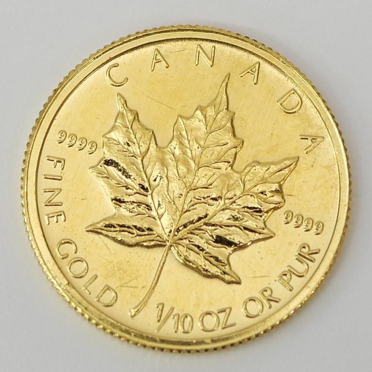 メイプルリーフ金貨 1/10oz 1993年 メープルリーフ金貨 1/10オンス