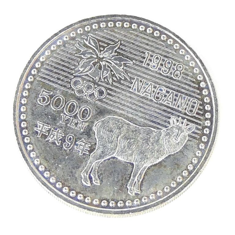H9 長野オリンピック 記念硬貨 5千円銀貨 アイスホッケー 記念貨幣