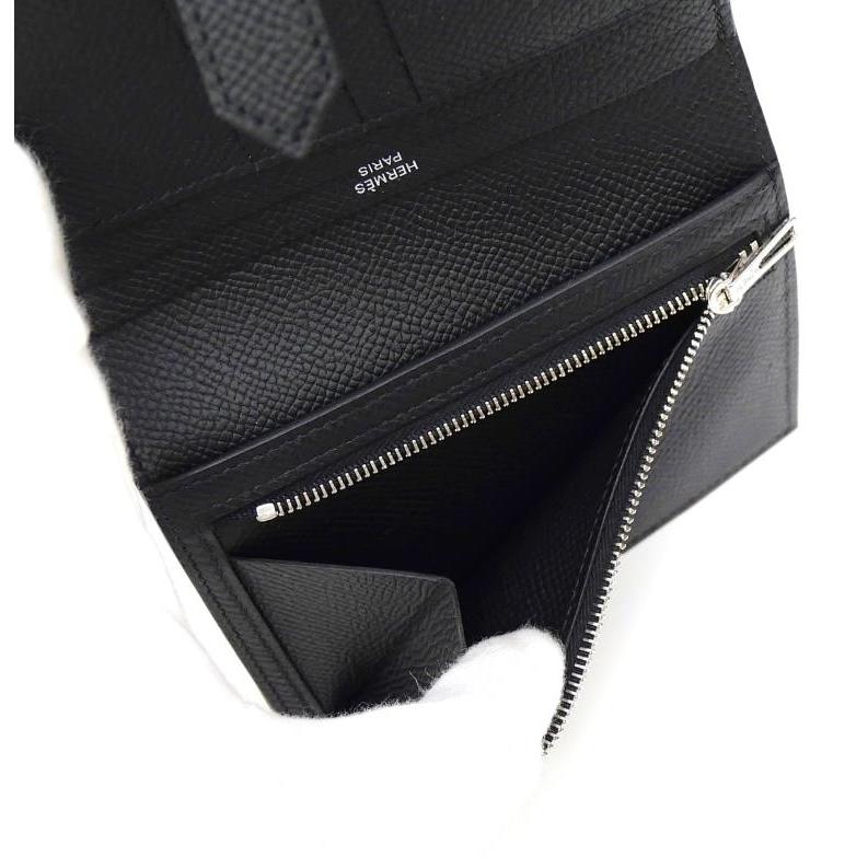 HERMES（エルメス） 二つ折り財布 ベアンコンパクト SV金具 K刻印 黒