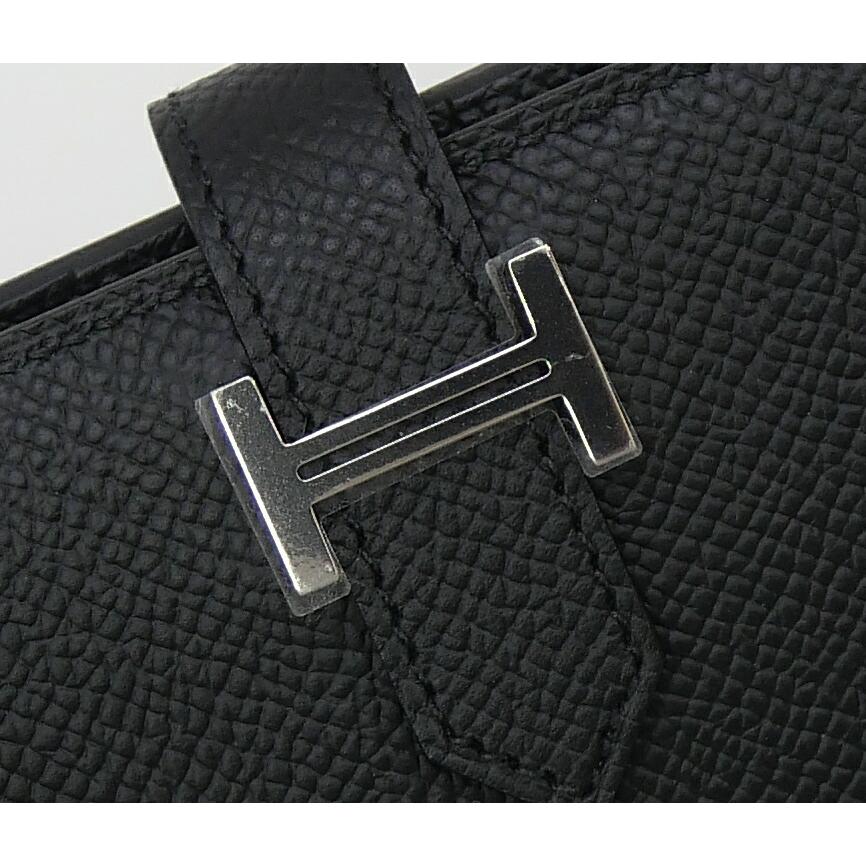 HERMES（エルメス） 二つ折り財布 ベアンコンパクト SV金具 K刻印 黒 