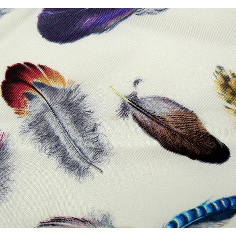HERMES（エルメス） スカーフ カレ90 Plumes 羽根 ネイビー シルク