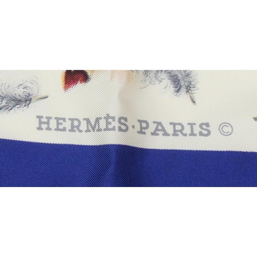 HERMES（エルメス） スカーフ カレ90 Plumes 羽根 ネイビー シルク