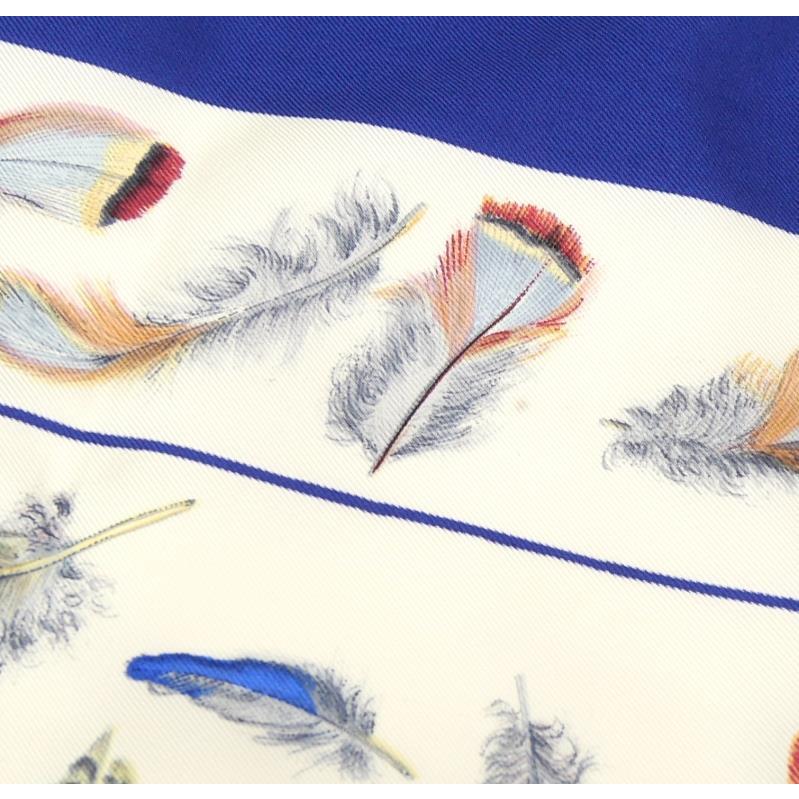 HERMES（エルメス） スカーフ カレ90 Plumes 羽根 ネイビー シルク