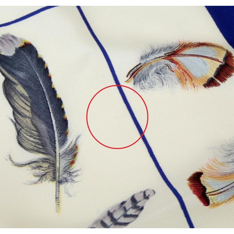 HERMES（エルメス） スカーフ カレ90 Plumes 羽根 ネイビー シルク