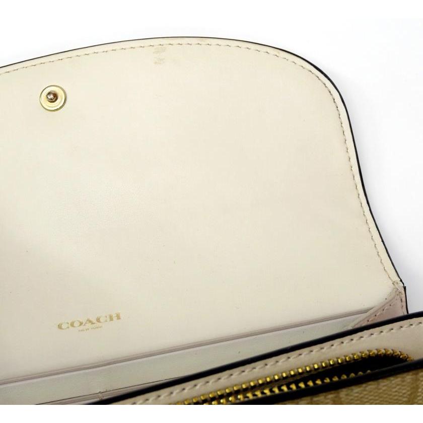 COACH（コーチ） 長財布 アウトレット F54022 白ベージュ系 PVC×レザー