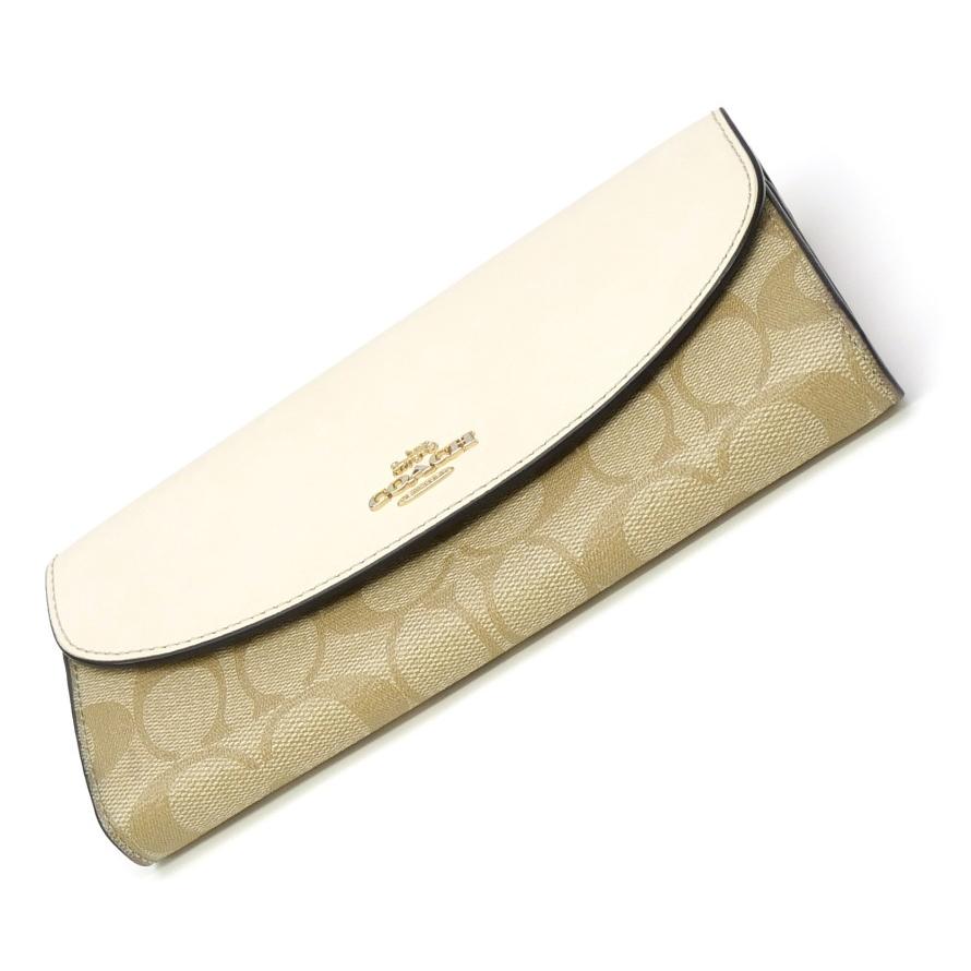 COACH（コーチ） 長財布 アウトレット F54022 白ベージュ系 PVC×レザー