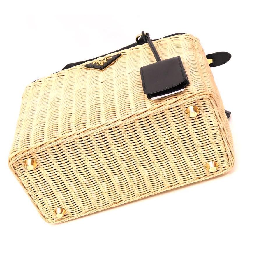 PRADA（プラダ） ウィッカー カナパ かごバッグ 2WAY 1BG835 黒 【中古