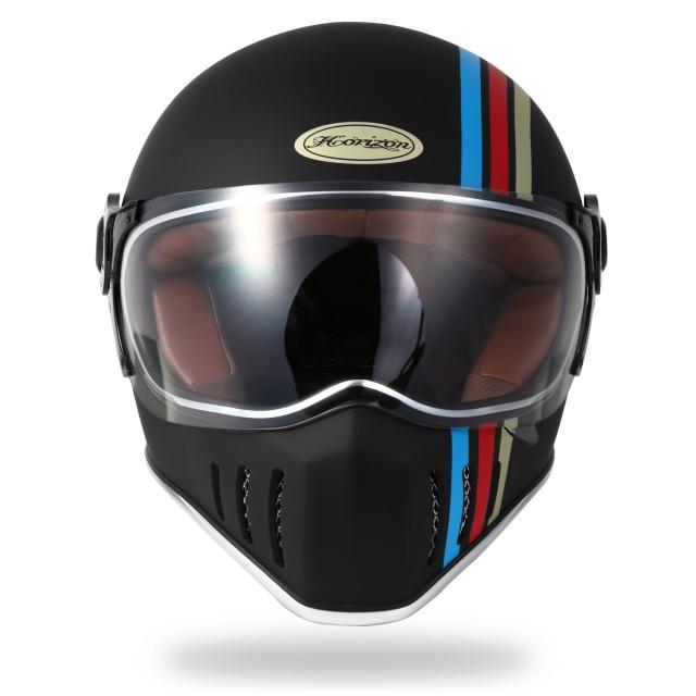 美品 ホライズン ヘルメット jade XL トリコロール/新品シールド付き HORIZON HELMETS（ホライズンヘルメット） フルフェイス へルメット