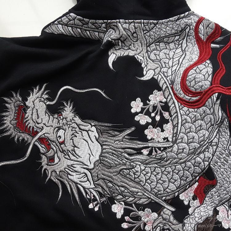 絡繰魂/カラクリ魂/からくり魂 粋 龍100万針刺繍 桜 炎 裏毛 和柄