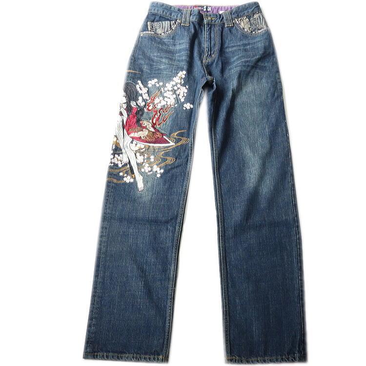 ビッグ有 抜刀娘/バットウムスメ 妃那刺繍 3連ポケットDP 総刺繍 DENIM