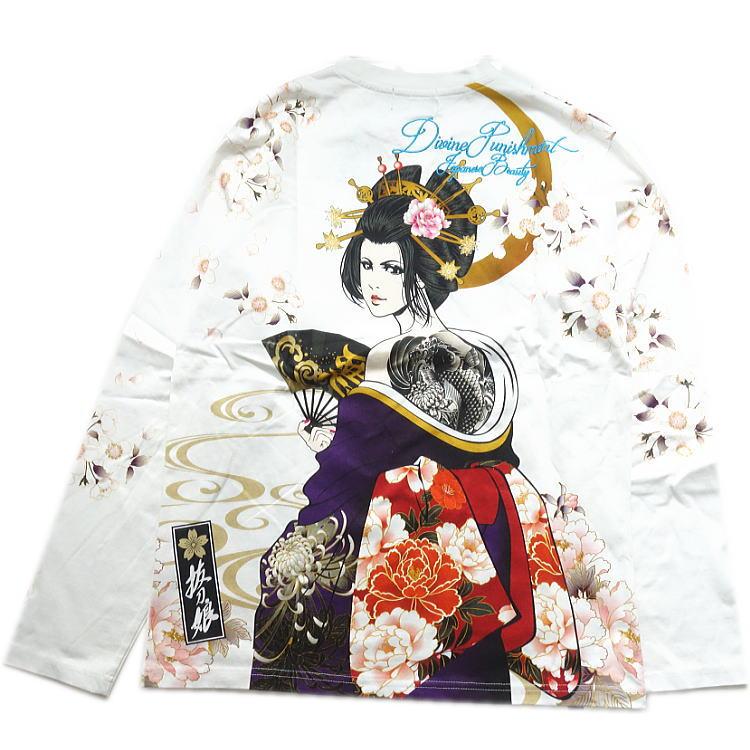 年秋冬新作 ビッグ有 抜刀娘 バットウムスメ 花魁の結愛 ロゴ刺繍 三日月 インクジェット 和柄アメカジtee 長袖ｔロングｔシャツ 白 黒 M L Xl Xxl 3810 ホーマン 通販 Yahoo ショッピング