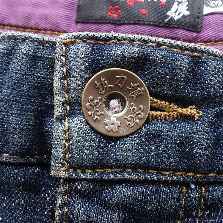 ビッグ有 抜刀娘/バットウムスメ 葵 桜炎 総刺繍 DP 流水桜地 DENIM PANTS ストレッチデニム パンツ 和柄アメカジ ジーンズ インディゴ：32/34/38/40 222235｜horman｜19