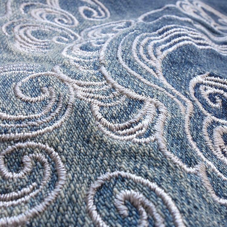 カラクリ魂/絡繰魂からくり魂 粋 巨大双鯉刺繍 波 総刺繍 和柄 カラクリ魂/絡繰魂からくり魂 粋 巨大双鯉刺繍 波 総刺繍 和柄