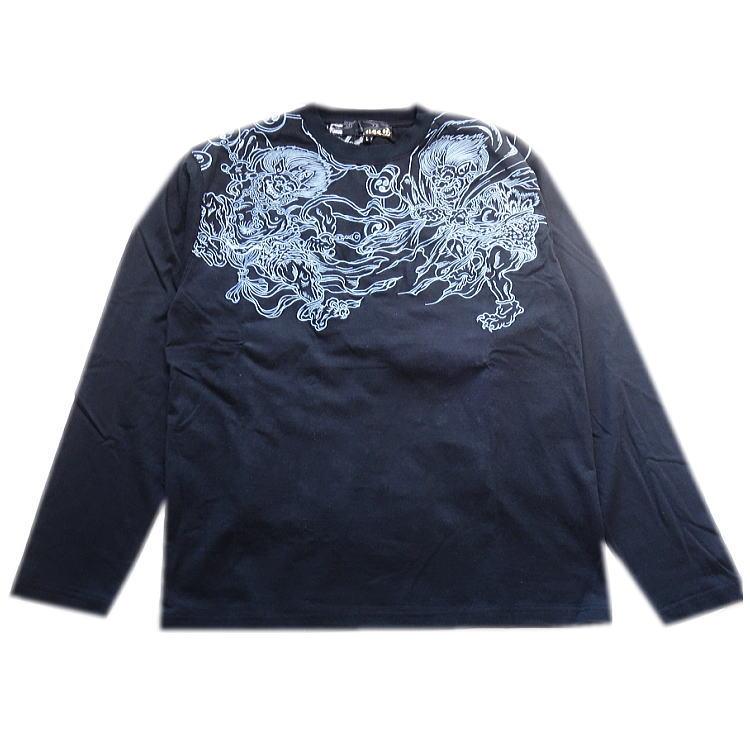 絡繰魂/カラクリ魂/からくり魂 粋 風神雷神 青ブルー刺繍 和彩 牡丹