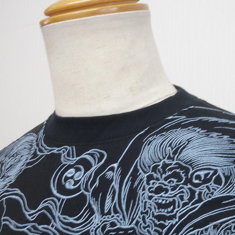 絡繰魂/カラクリ魂/からくり魂 粋 風神雷神 青ブルー刺繍 和彩 牡丹