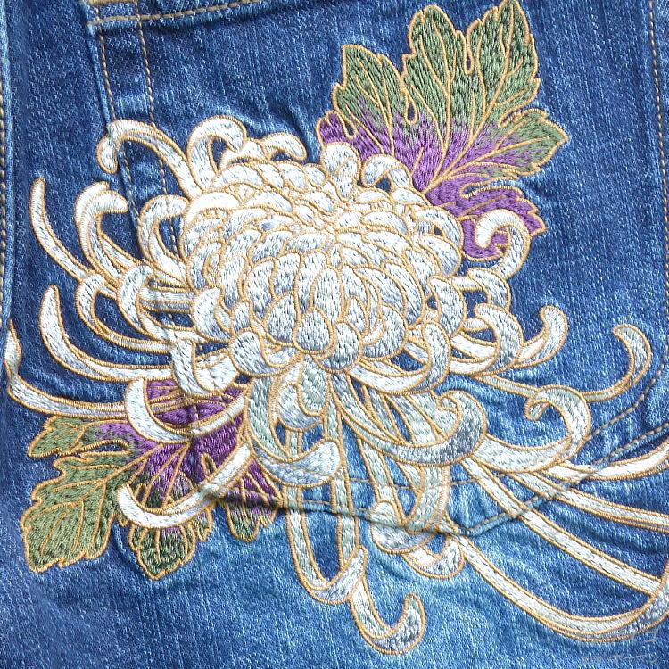 【美品】絡繰魂 デニムパンツ 龍刺繍 花刺繍 4ポケットW36 美品】絡繰魂 デニムパンツ 龍刺繍 花刺繍 4ポケットW36