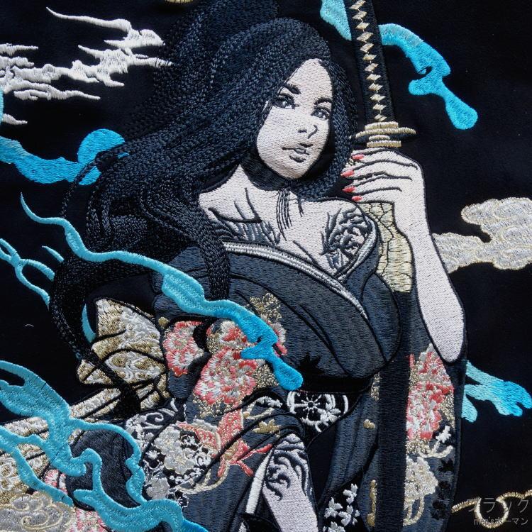 抜刀娘/バットウムスメ 穂乃花 雲 ロゴ 総刺繍 リブ ストレッチ