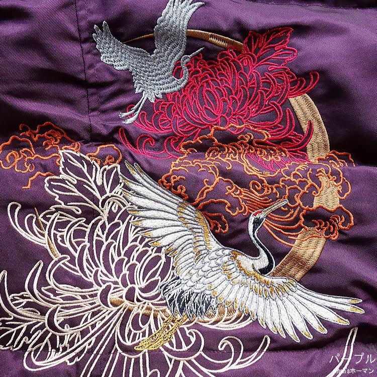 絡繰魂/カラクリ魂/からくり魂 月光舞鶴刺繍 総刺繍 フェザー 和柄