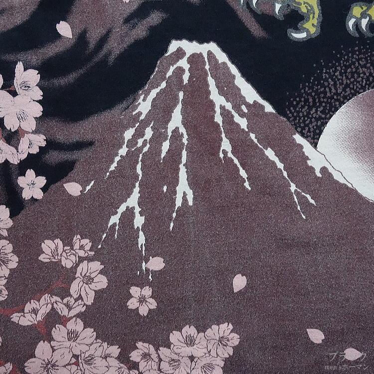 朧/オボロ 鷹 富士山 桜 ALL抜染プリント 和風景 インパクト 和柄