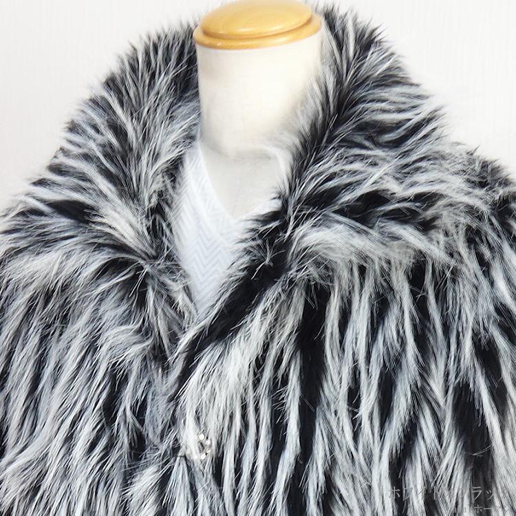 冬物 ビッグ有 DropHead/ドロップヘッド モノトーンフェイクファー キラキラ釦 衿 カジュアル 白黒ホワイトブラック ハーフコート：LL(XL〜3L/XXL対応) A6700 |  | 11