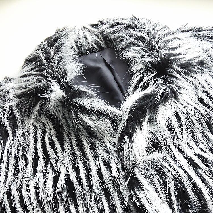 冬物 ビッグ有 DropHead/ドロップヘッド モノトーンフェイクファー キラキラ釦 衿 カジュアル 白黒ホワイトブラック ハーフコート：LL(XL〜3L/XXL対応) A6700 |  | 13