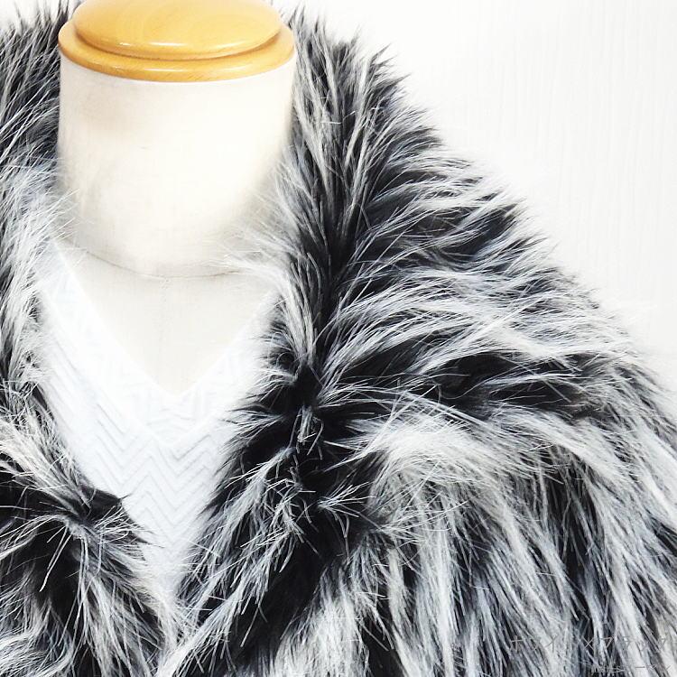 冬物 ビッグ有 DropHead/ドロップヘッド モノトーンフェイクファー キラキラ釦 衿 カジュアル 白黒ホワイトブラック ハーフコート：LL(XL〜3L/XXL対応) A6700 |  | 15