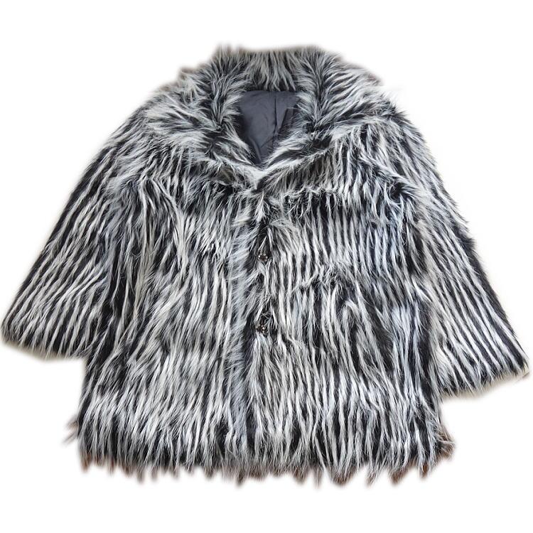 冬物 ビッグ有 DropHead/ドロップヘッド モノトーンフェイクファー キラキラ釦 衿 カジュアル 白黒ホワイトブラック ハーフコート：LL(XL〜3L/XXL対応) A6700 |  | 09