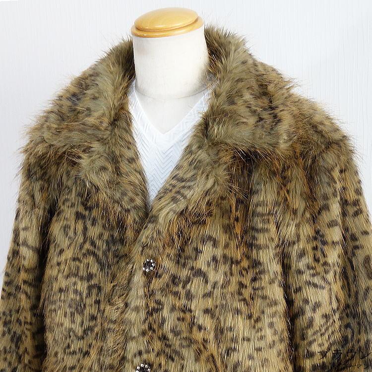 2017年冬物新作 ビッグ有 DropHead/ドロップヘッド フェイクファー エコファー スーツ対応 ３釦 豹ヒョウ柄 ブラウン茶 ハーフコート M/L/LL(M〜3L対応) A6700 |  | 11