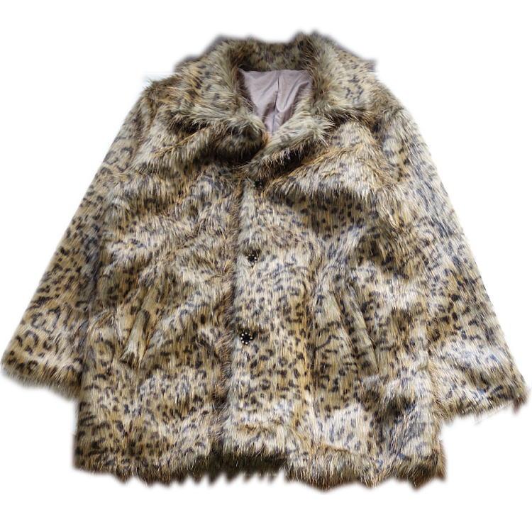 2017年冬物新作 ビッグ有 DropHead/ドロップヘッド フェイクファー エコファー スーツ対応 ３釦 豹ヒョウ柄 ブラウン茶 ハーフコート M/L/LL(M〜3L対応) A6700 |  | 09