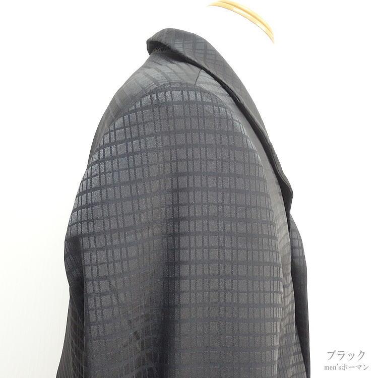 日本製 春秋冬物 ビッグ有 ビビコ/BBCO COLLECTION 変形格子柄 ジャガード織 スーツ対応 スタンドカラー ロング丈 ロングコート 黒：L/LL(L〜3L/XXL) S-21105の画像