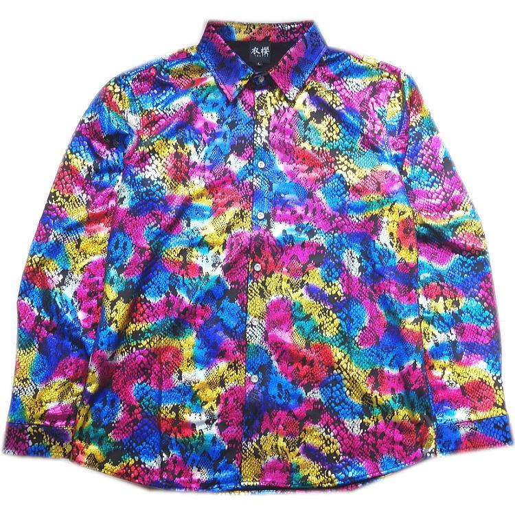 ビッグ有 衣櫻/ころもざくら パイソン蛇 総柄 箔プリント ストレッチ